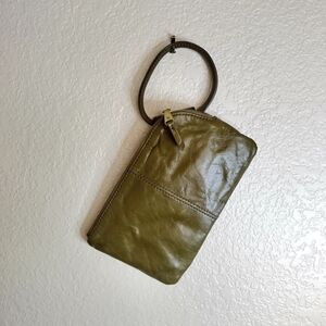 HOBO Olive Green Leather Wristlet